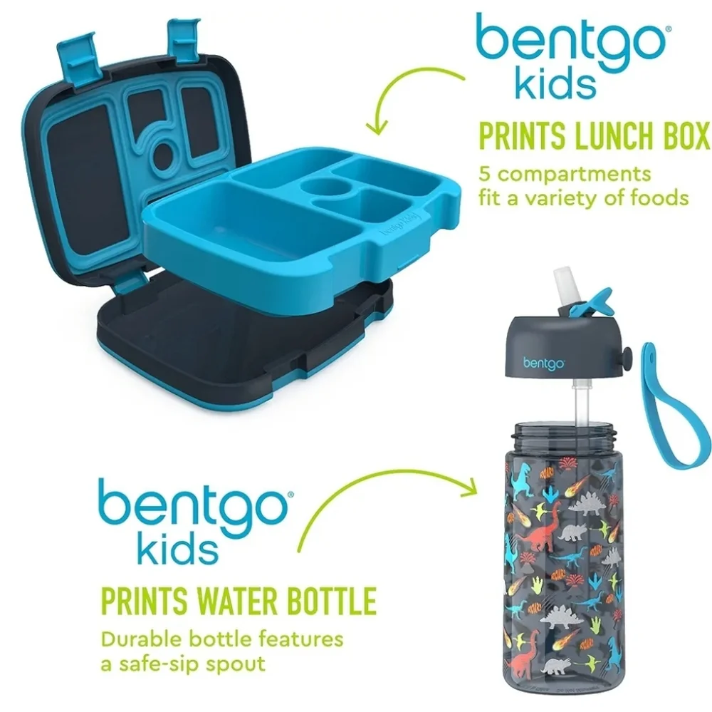 Bentgo Kids Lunch Box and Water Bottle Set Dinosaur Print NIB - Picture 7 of 7